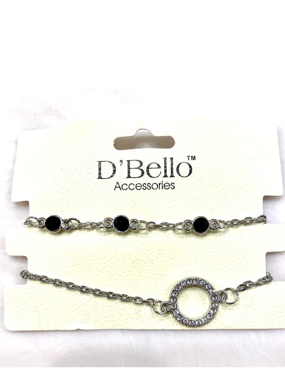 D'Bello Silver-Tone Black Accent Layered Bracelet Set